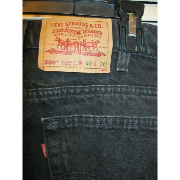 Levis 550 Black Jeans Tag 40X30 (M: 39X30) Relaxed Tapered USA Vintage - Picture 1 of 13